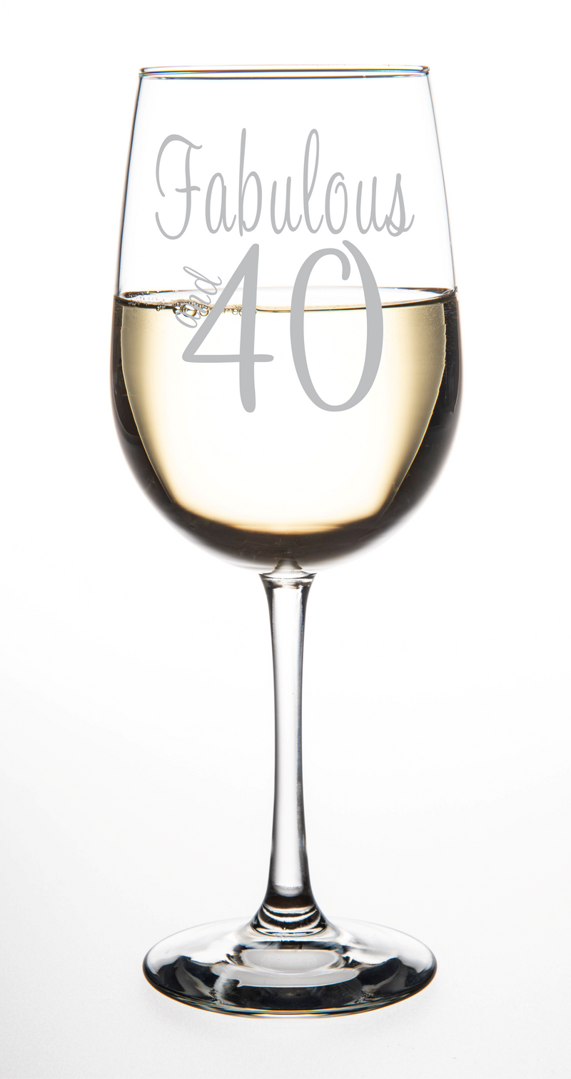 Fabulous and 40-Laser Etched 19oz. Wine Glass - Birthday Glass -