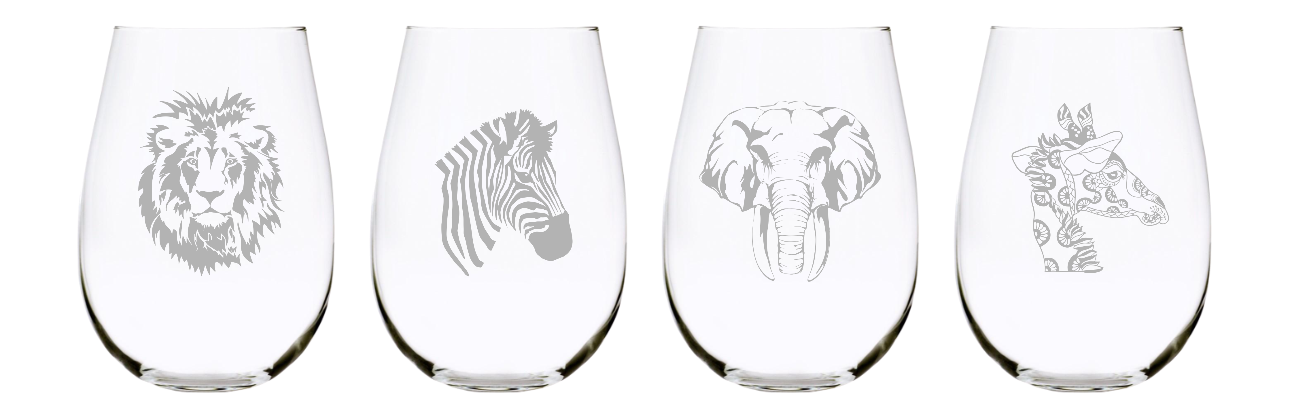 Cute Giraffe Glasses Stemless Wine Glass