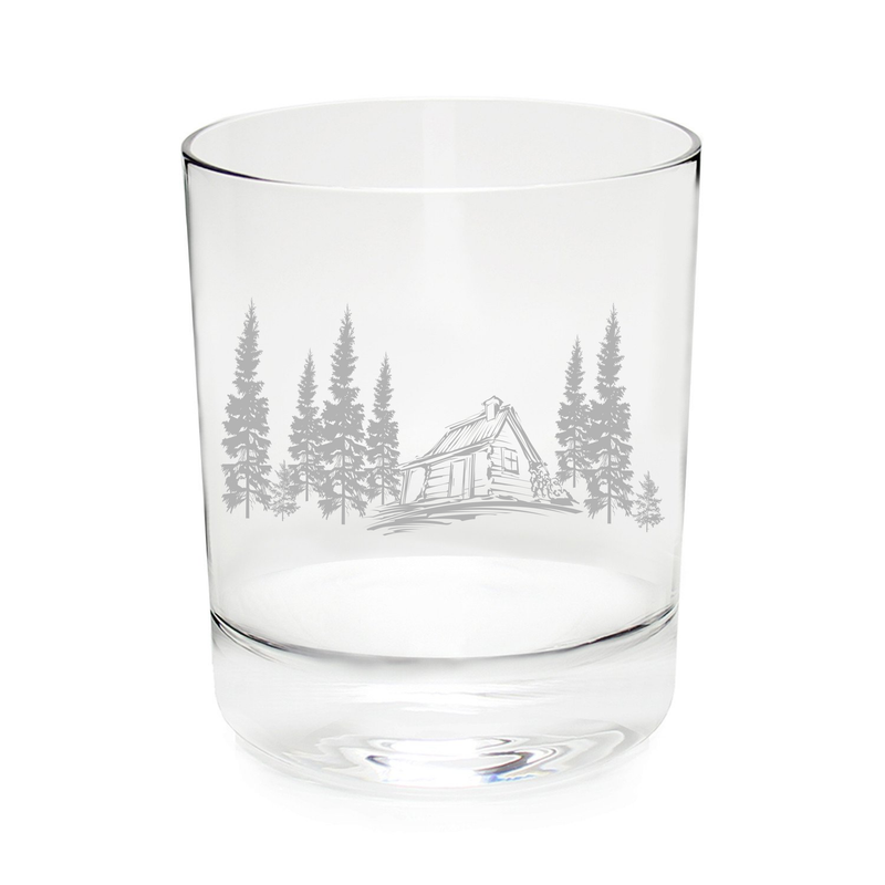 Cabin in the Woods Whiskey Rocks Glass (11oz)