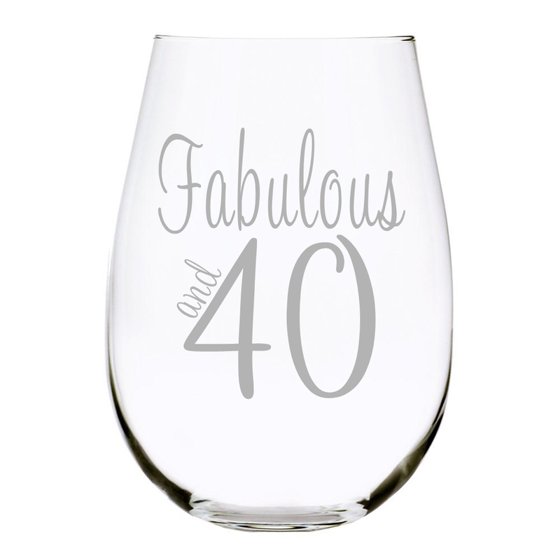Fabulous and 40 stemless wine glass, 17 oz. Lead Free Crystal