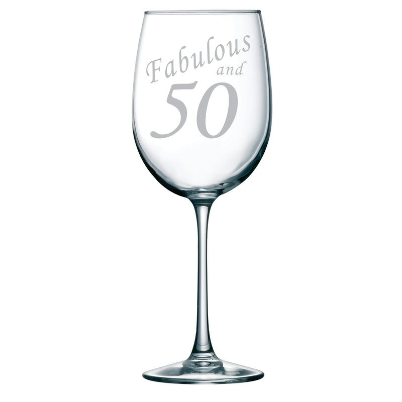 Fabulous and 50 Etched 19 oz. Wine Glass