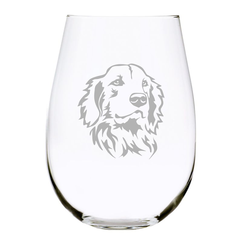 Golden Retriever (G2) themed, dog stemless wine glass