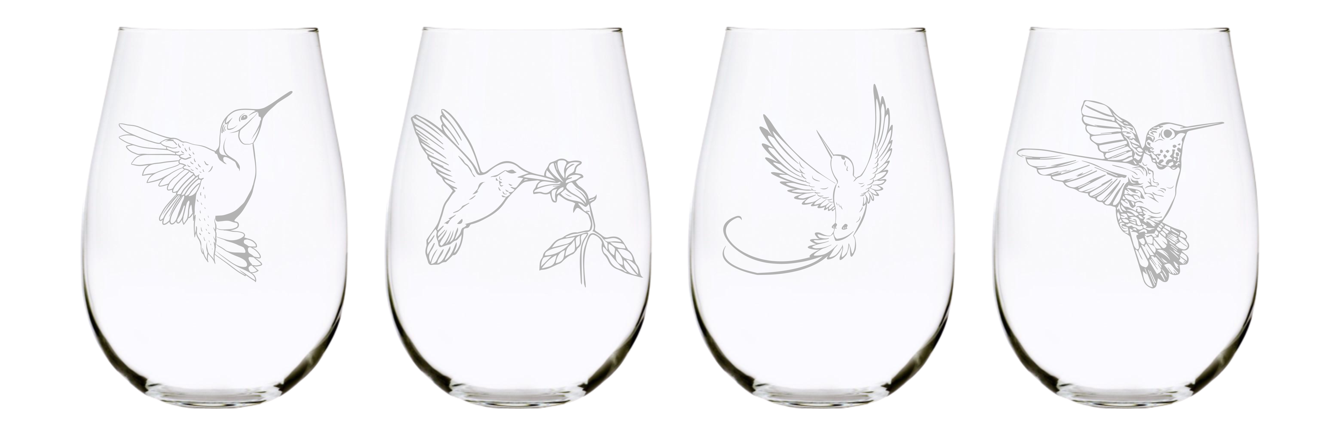 Hummingbird Wine Glasses, Set of Two