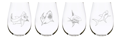 Shark stemless wine glass (set of 4), 17 oz. Lead Free Crystal
