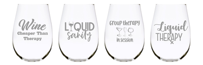 Wine Therapy stemless wine glass (set of 4), 17 oz. Lead Free Crystal