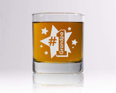 #1 Grandpa Whiskey Rocks Glass - Grandpa Themed Gift for Men