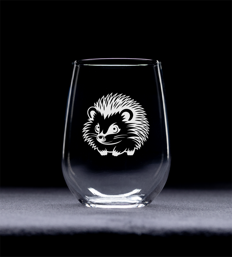 Adorable Hedgehog Stemless Wine Glass - Hedgehog Themed Gift for Women and Men - 17 oz.