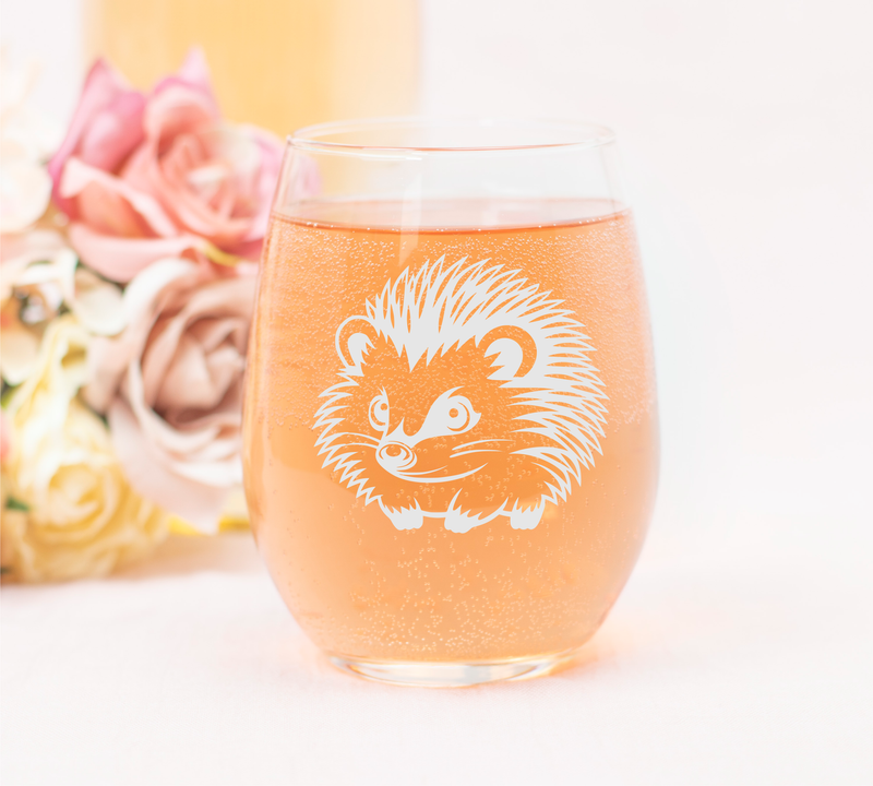 Adorable Hedgehog Stemless Wine Glass - Hedgehog Themed Gift for Women and Men - 17 oz.