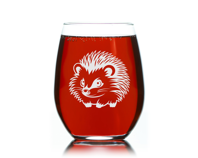 Adorable Hedgehog Stemless Wine Glass - Hedgehog Themed Gift for Women and Men - 17 oz.