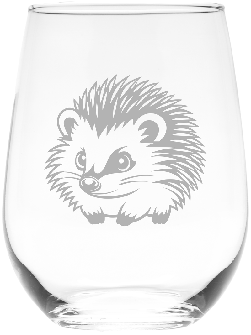 Adorable Hedgehog Stemless Wine Glass - Hedgehog Themed Gift for Women and Men - 17 oz.