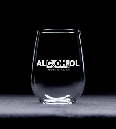 Alcohol  The Greatest Solution Stemless Wine Glass -  Gift for Women and Men - 17 oz.