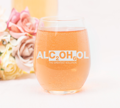 Alcohol  The Greatest Solution Stemless Wine Glass -  Gift for Women and Men - 17 oz.