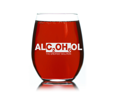 Alcohol  The Greatest Solution Stemless Wine Glass -  Gift for Women and Men - 17 oz.