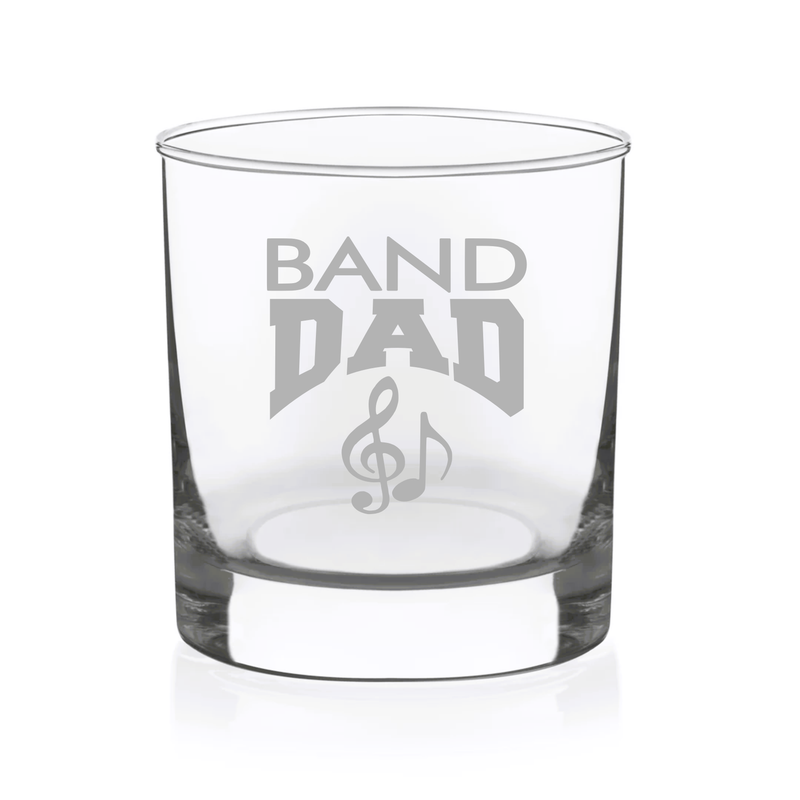 Band Dad Whiskey Rocks Glass - Band Dad Themed Gift for Men - 11 oz.