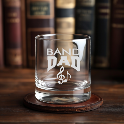 Band Dad Whiskey Rocks Glass - Band Dad Themed Gift for Men - 11 oz.