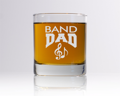 Band Dad Whiskey Rocks Glass - Band Dad Themed Gift for Men - 11 oz.