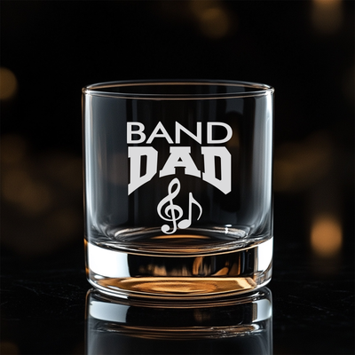 Band Dad Whiskey Rocks Glass - Band Dad Themed Gift for Men - 11 oz.