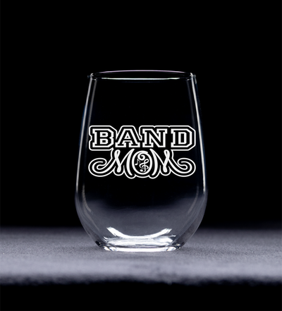Band Mom Stemless Wine glass, 17 oz. - Band Mom Themed Gift for Women