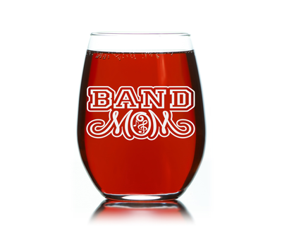 Band Mom Stemless Wine glass, 17 oz. - Band Mom Themed Gift for Women