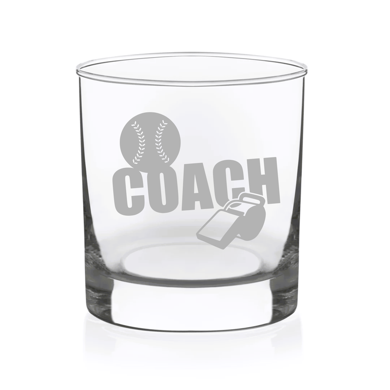 Baseball Coach Whiskey Rocks Glass - Baseball Coach Themed Gift for Men - 11 oz.