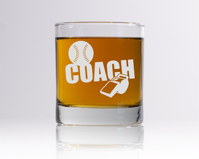 Baseball Coach Whiskey Rocks Glass - Baseball Coach Themed Gift for Men - 11 oz.