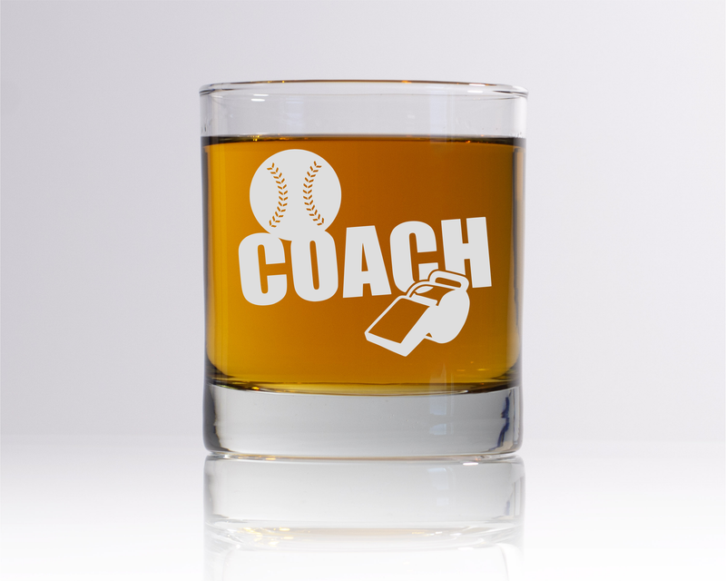 Baseball Coach Whiskey Rocks Glass - Baseball Coach Themed Gift for Men - 11 oz.