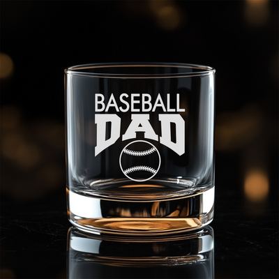 Baseball Dad Whiskey Rocks Glass - Baseball Dad Themed Gift for Men - 11 oz.