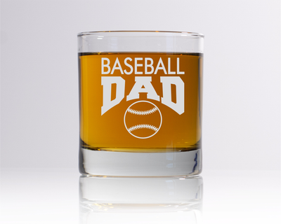 Baseball Dad Whiskey Rocks Glass - Baseball Dad Themed Gift for Men - 11 oz.