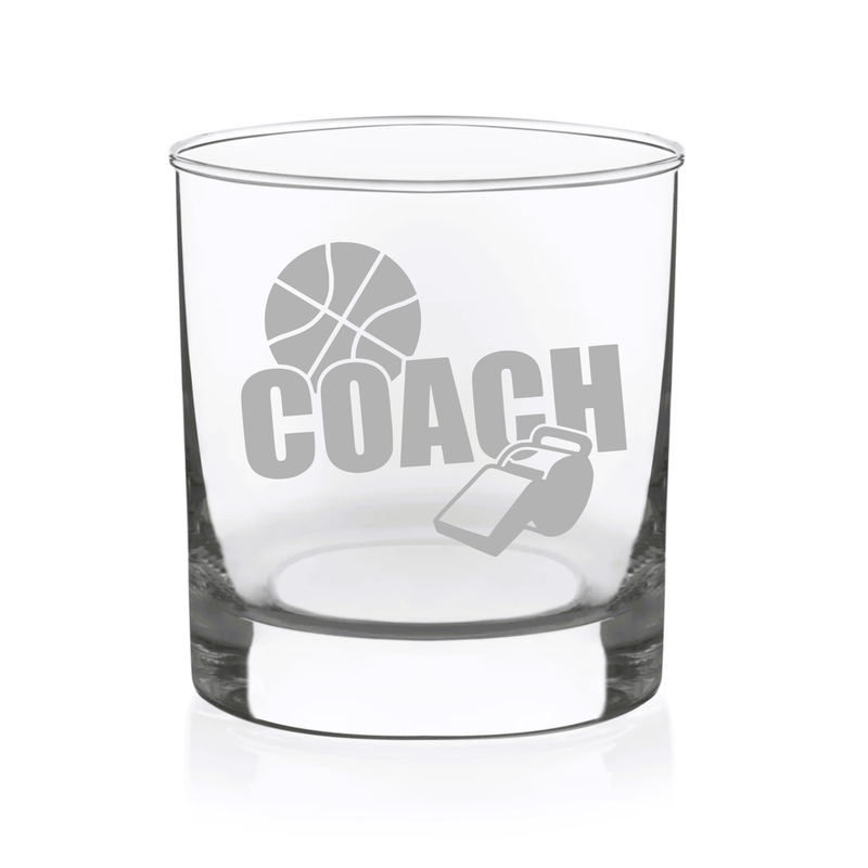 Basketball Coach Whiskey Rocks Glass - Basketball Coach Themed Gift for Men - 11 oz.