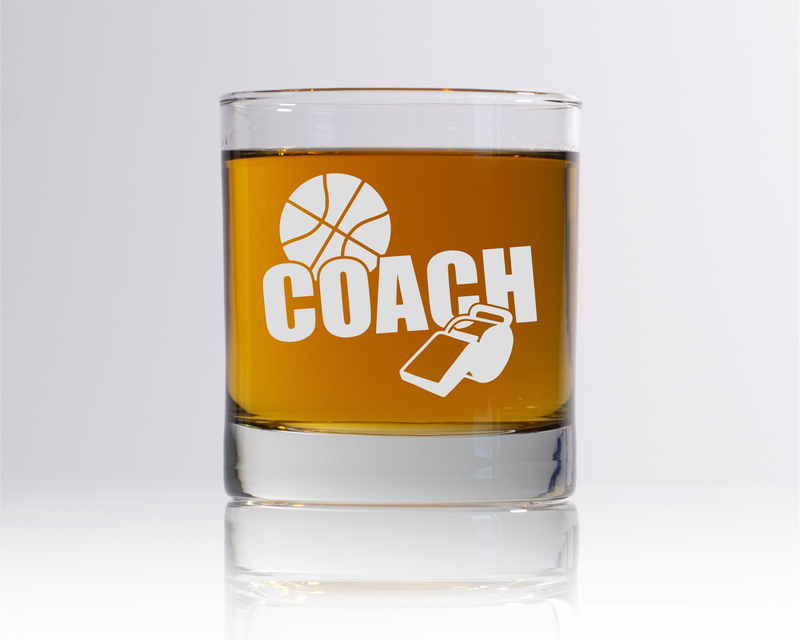 Basketball Coach Whiskey Rocks Glass - Basketball Coach Themed Gift for Men - 11 oz.