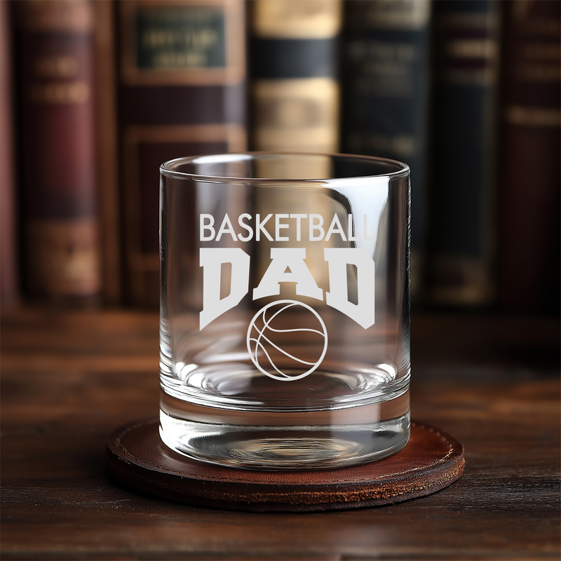 Basketball Dad Whiskey Rocks Glass - Basketball Dad Themed Gift for Men - 11 oz.