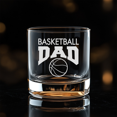 Basketball Dad Whiskey Rocks Glass - Basketball Dad Themed Gift for Men - 11 oz.