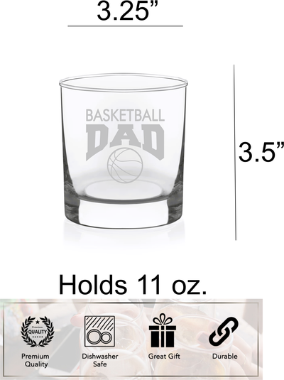 Basketball Dad Whiskey Rocks Glass - Basketball Dad Themed Gift for Men - 11 oz.