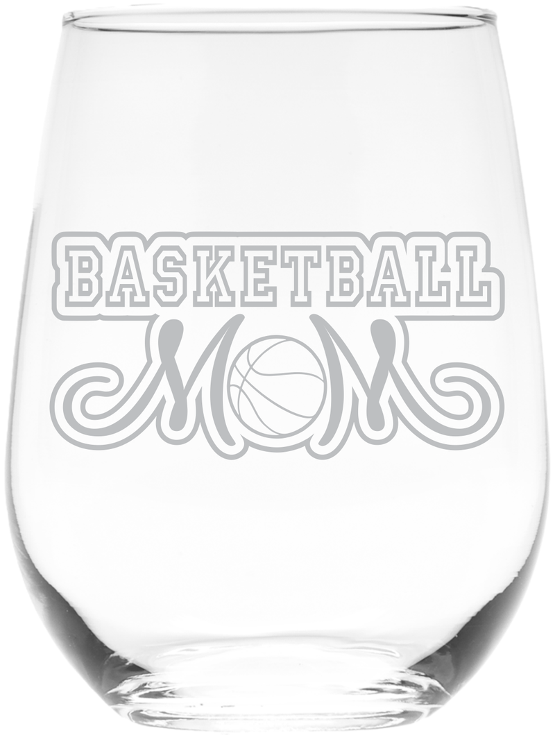 Basketball Mom Stemless Wine glass, 17 oz. - Basketball Mom Themed Gift for Women