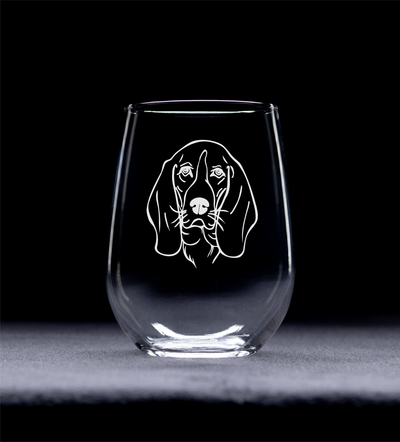 Basset Hound Themed Dog Stemless wine glass - Dog Lover Gift for Women and Men, 17 oz.  (Style B1)