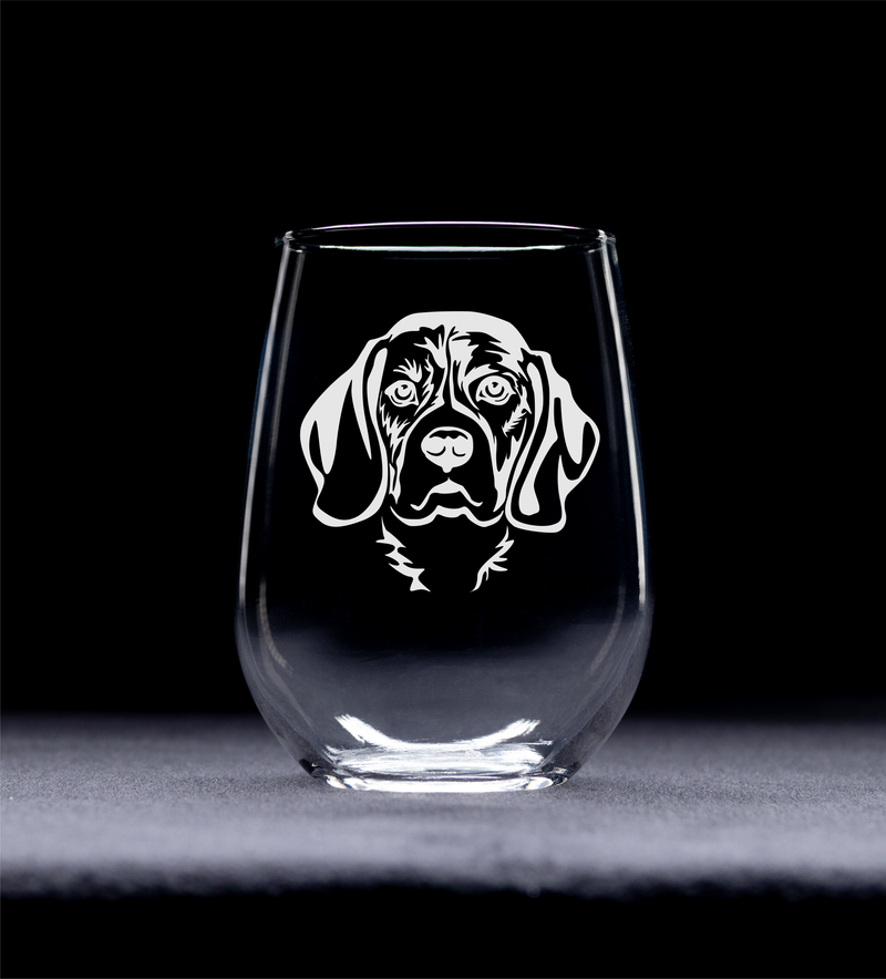 Beagle Themed Dog Stemless Wine Glass - Dog Lover Gift for Women and Men -  17 oz. (Style B1)