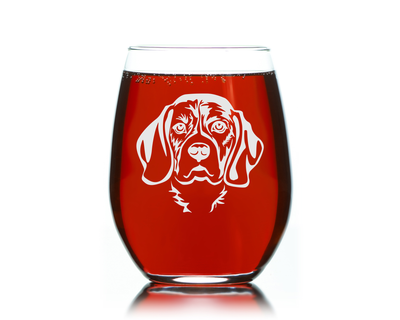 Beagle Themed Dog Stemless Wine Glass - Dog Lover Gift for Women and Men -  17 oz. (Style B1)
