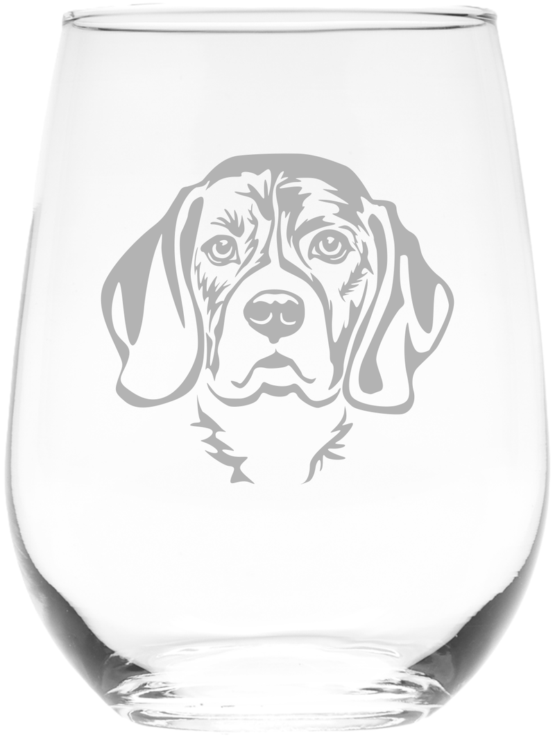 Beagle Themed Dog Stemless Wine Glass - Dog Lover Gift for Women and Men -  17 oz. (Style B1)
