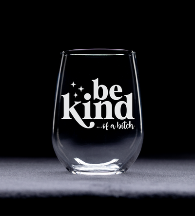 Be Kind Of a B*itch Stemless Wine Glass for Women and Men - 17 oz.