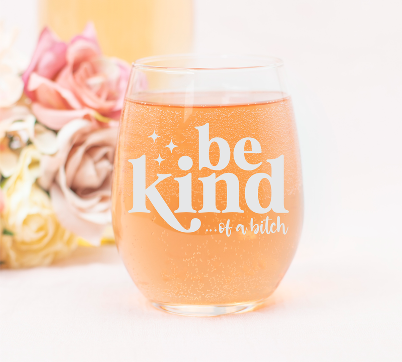 Be Kind Of a B*itch Stemless Wine Glass for Women and Men - 17 oz.