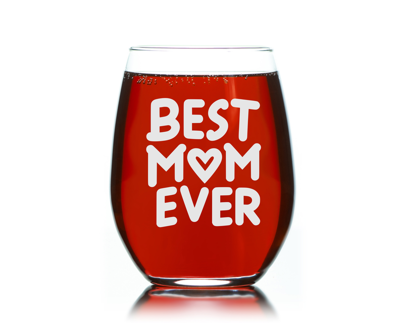 Best Mom Ever Stemless Wine Glass - Mom Themed Gift for Women -1 7 oz.