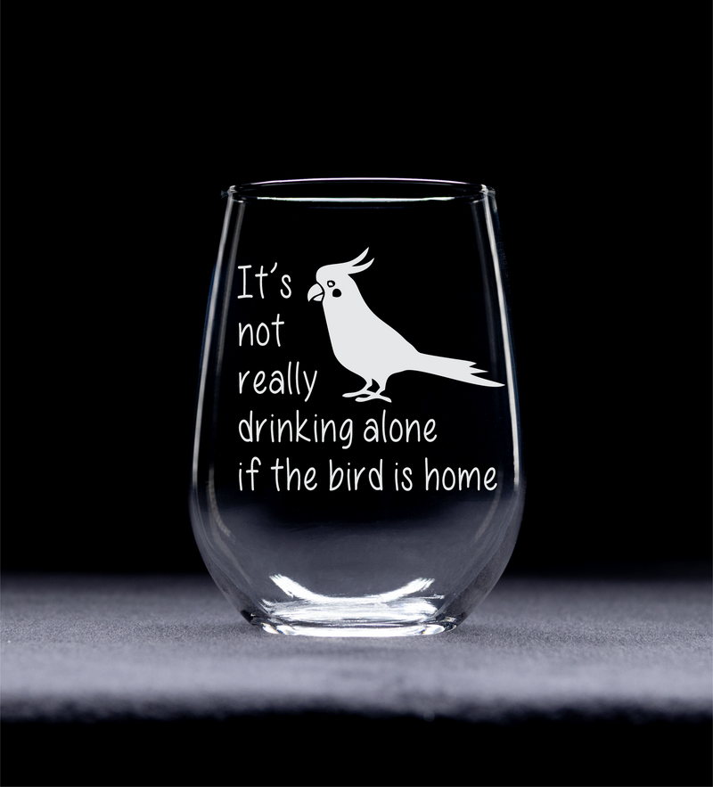 The Bird Is Home Stemless Wine Glass - Funny Bird Themed Gift for Women and Men - 17 oz.
