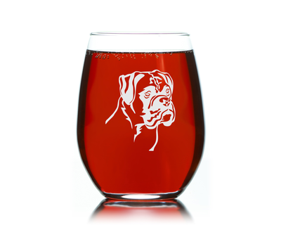 Boxer Themed, Dog Stemless Wine Glass - Dog Lover Gift for Men and Women - 17 oz.