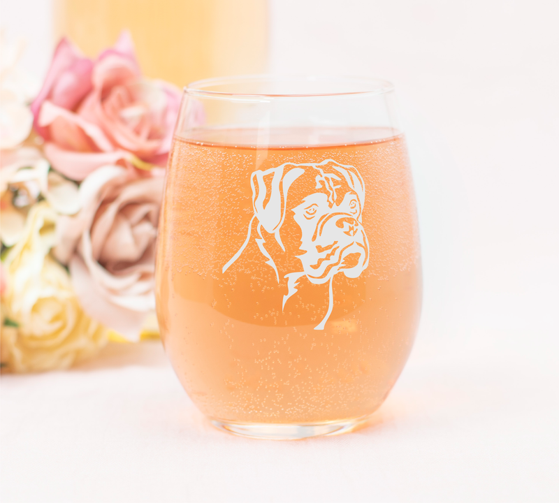 Boxer Themed, Dog Stemless Wine Glass - Dog Lover Gift for Men and Women - 17 oz.