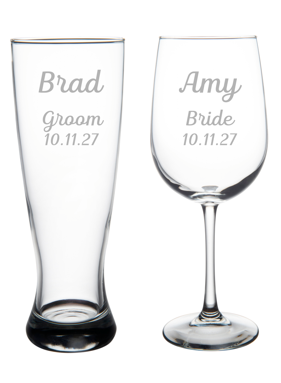 PIMP & HO Shot Glass Set - Funny Couple Gifts For Weddings & Parties - 1.75oz Lead-Free Glass - USA Made