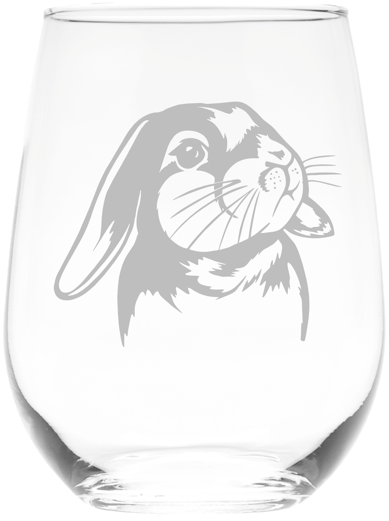 Bunny Stemless Wine Glass, 17 oz. - 1 Piece  - Bunny Gift for Men and Women (Style B1)