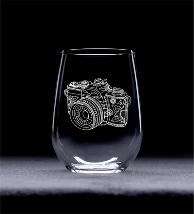 Camera Stemless Wine Glass, 17 oz -  Camera Themed Gift for Men and Women