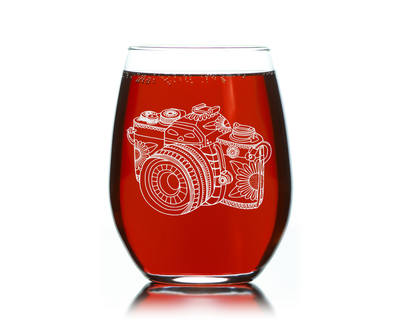 Camera Stemless Wine Glass, 17 oz -  Camera Themed Gift for Men and Women