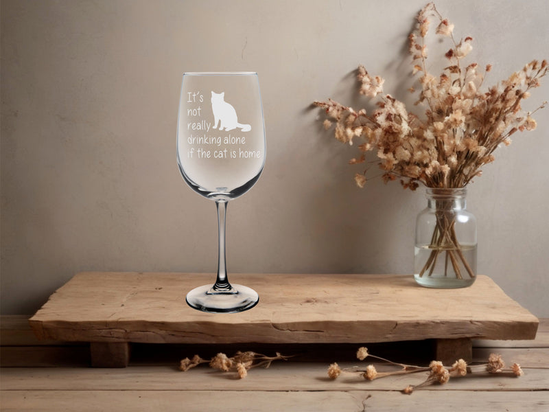 The Cat is Home Wine Glass - Funny Cat Lover Gift for Women and Men - 19 oz.
