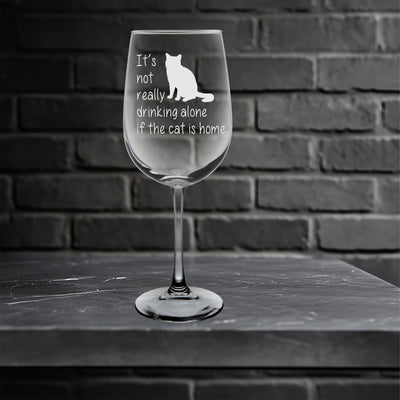 The Cat is Home Wine Glass - Funny Cat Lover Gift for Women and Men - 19 oz.